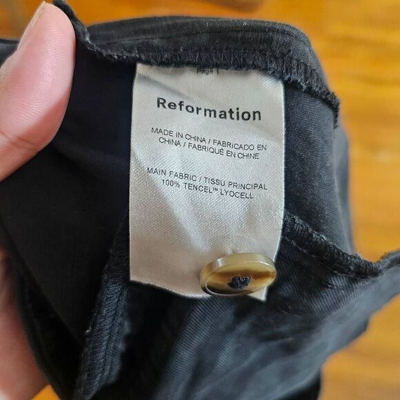 Reformation Black High Waisted Wide Leg Pleated Trousers - Picture 9 of 9